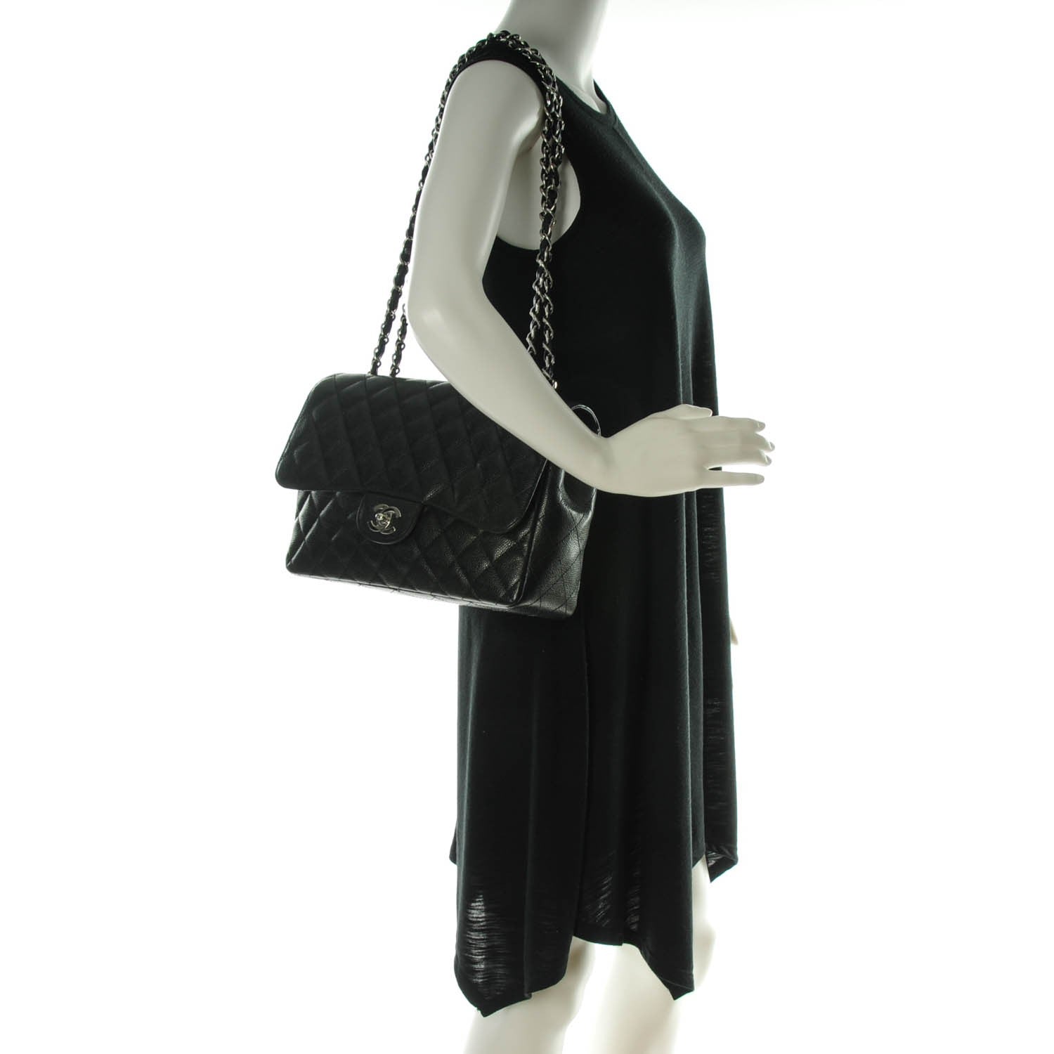 Chanel Caviar Quilted Jumbo Single Flap Black 2 of 7