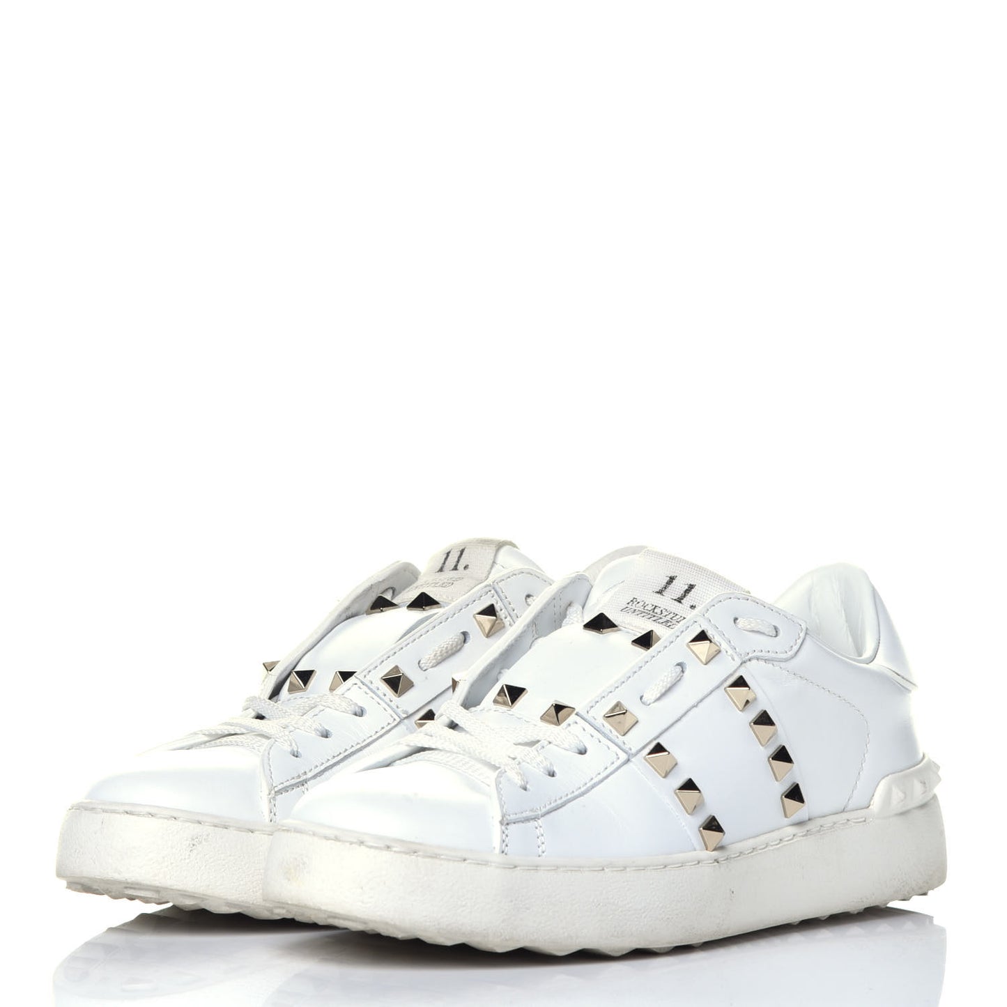 Calfskin Rockstud Untitled Open Sneakers 37 White