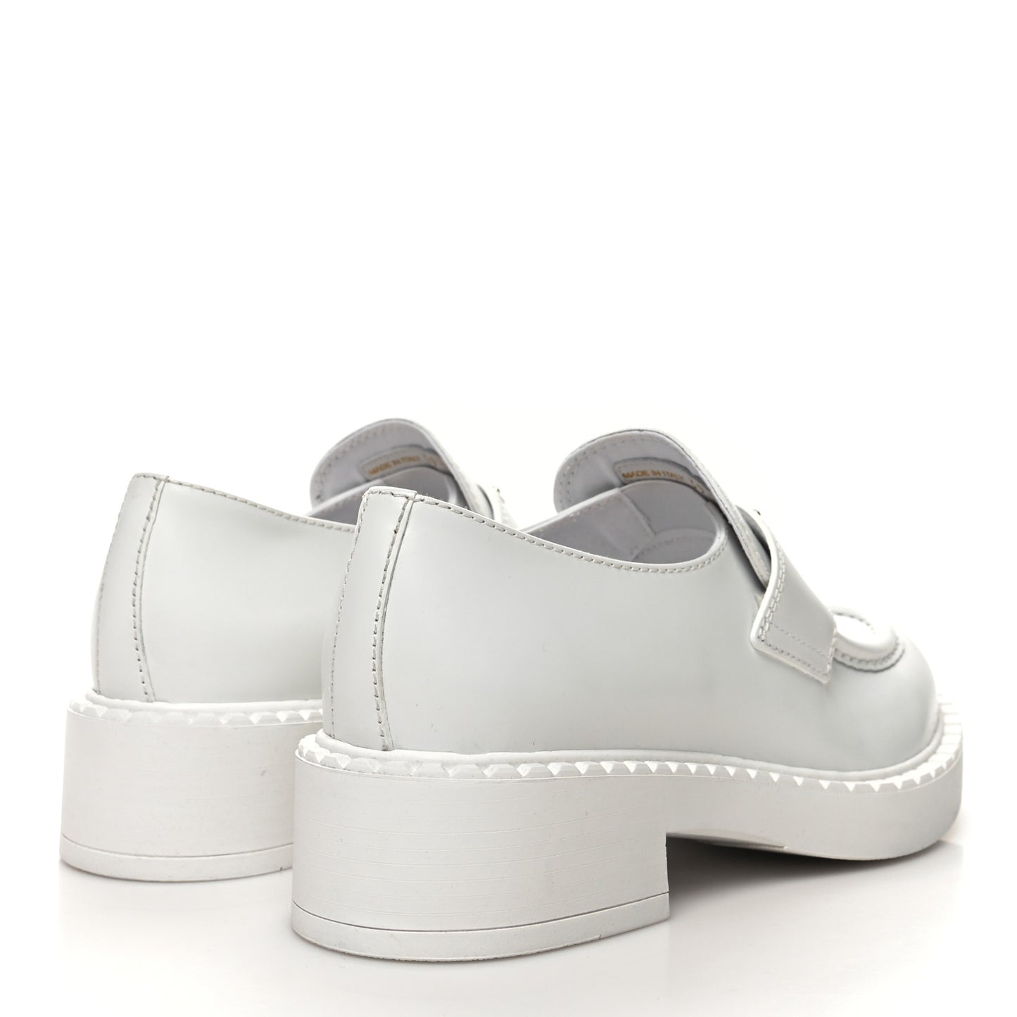 Spazzolato Metal Triangle Logo 50mm Loafers 39.5 White