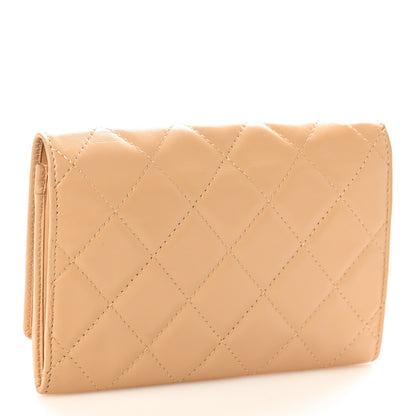 Chanel Calfskin Quilted Cambon Flap Wallet Beige Black 3 of 10