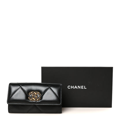Chanel Lambskin Quilted Chanel 19 Flap Wallet Black 10 of 10