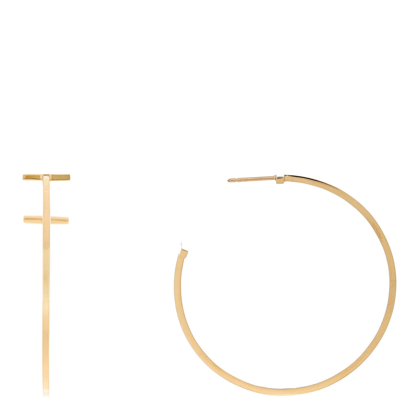 18K Yellow Gold Extra Large T Wire Hoop Earrings