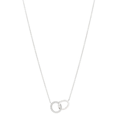 Tiffany 18K White Gold Diamond Double Interlocking Circles Pendant Necklace 1 of 5