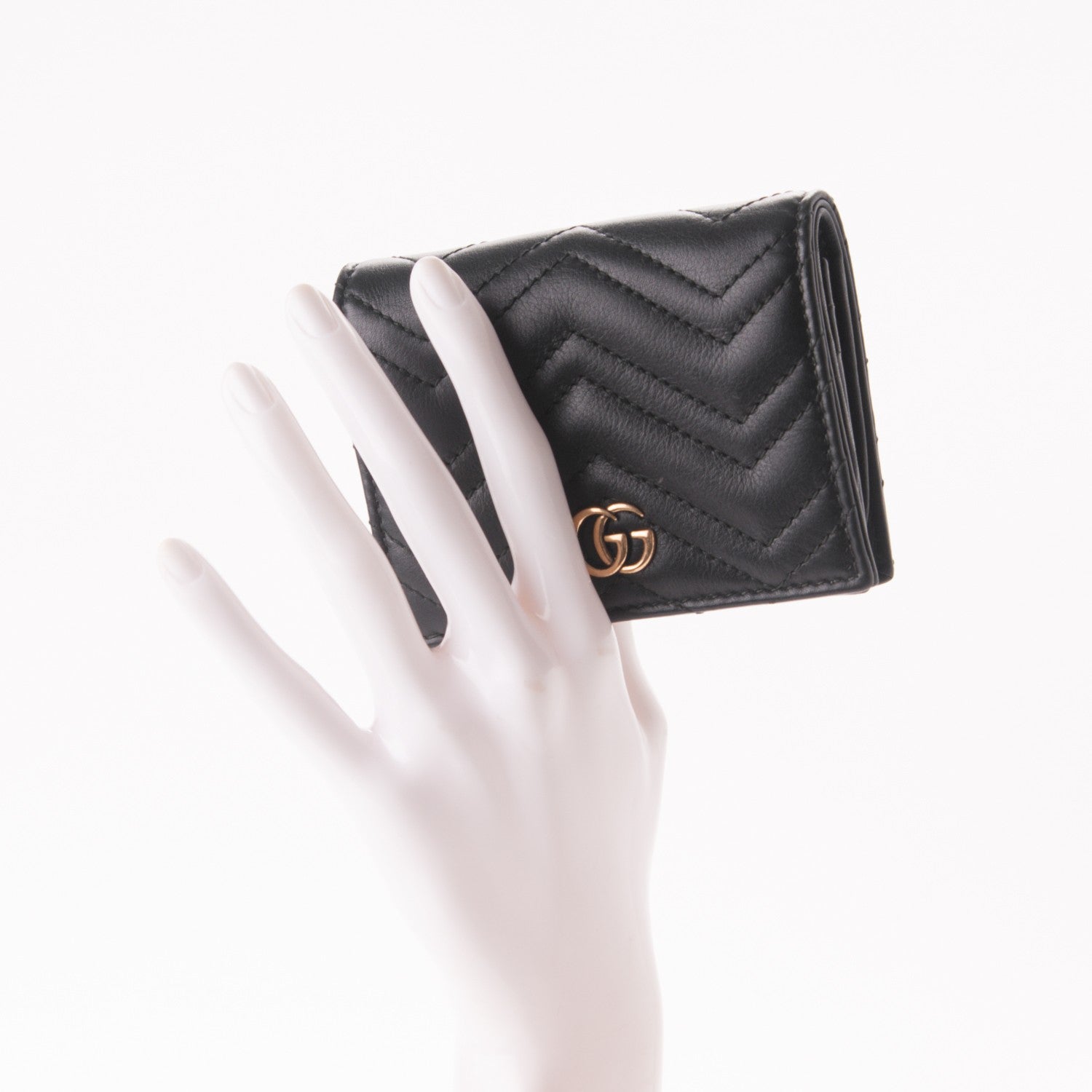 Gucci Calfskin Matelasse GG Marmont Card Case Black 2 of 7