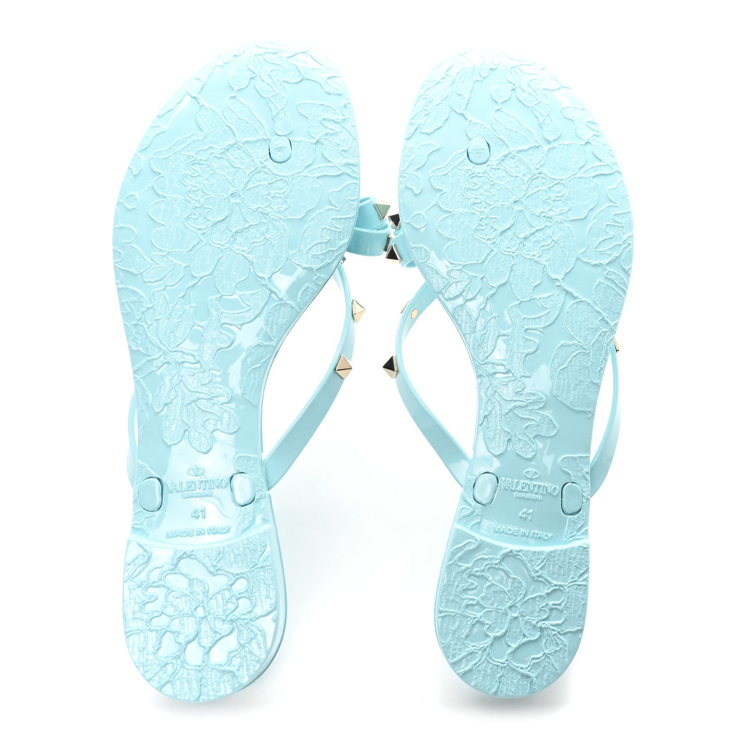 Valentino Garavani PVC Jelly Rockstud Bow Thong Sandals 41 Light Blue 7 of 8