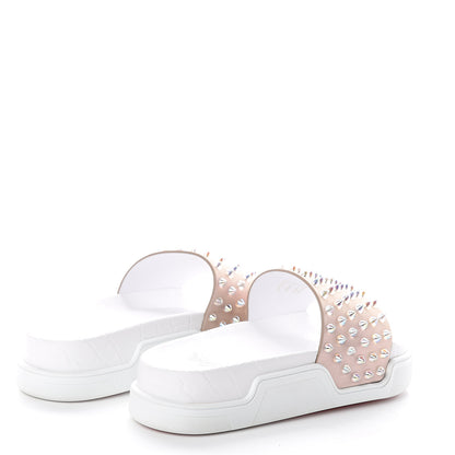 Christian Louboutin Calfskin Donna Studded Pool Fun Platform Flat Slide Sandals 37 Nude Clear 4 of 7