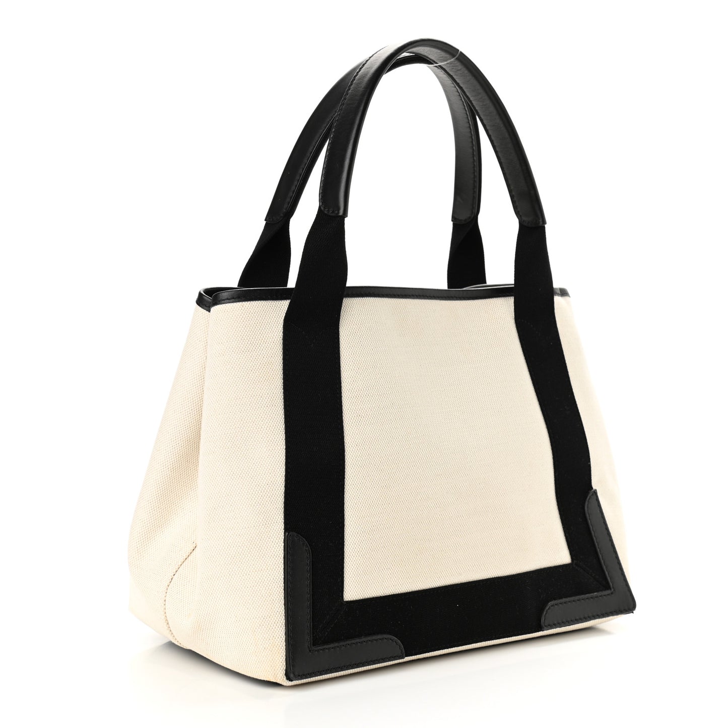 Cotton Canvas Satin Calfskin S Navy Cabas Natural Black