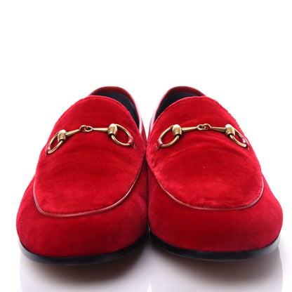 Gucci Velvet Horsebit Womens Jordaan Loafers 37.5 Hibiscus Red 5 of 11