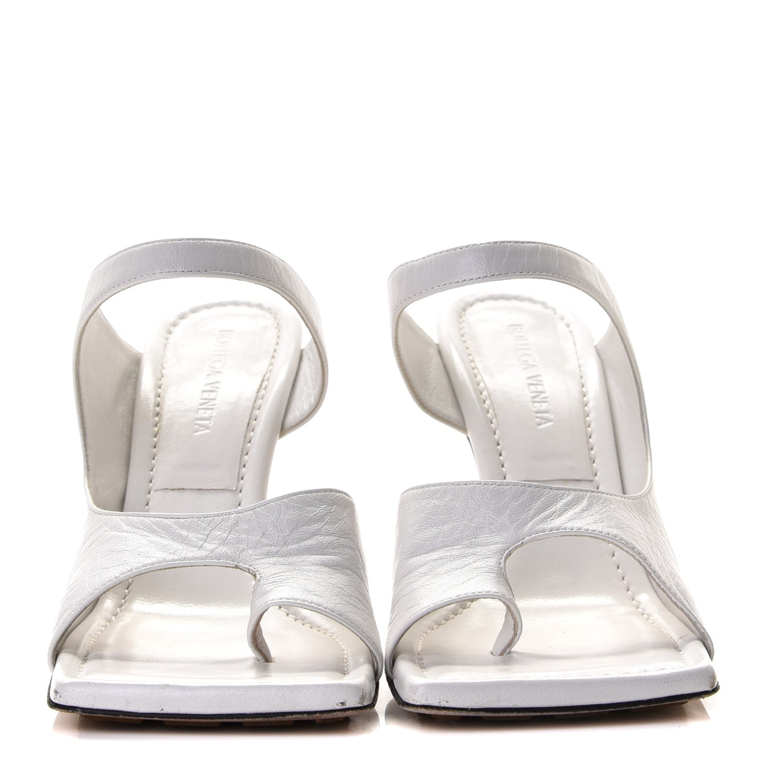 Bottega Veneta Nappa Crunch Lux Sandals 37.5 Optic White 5 of 14