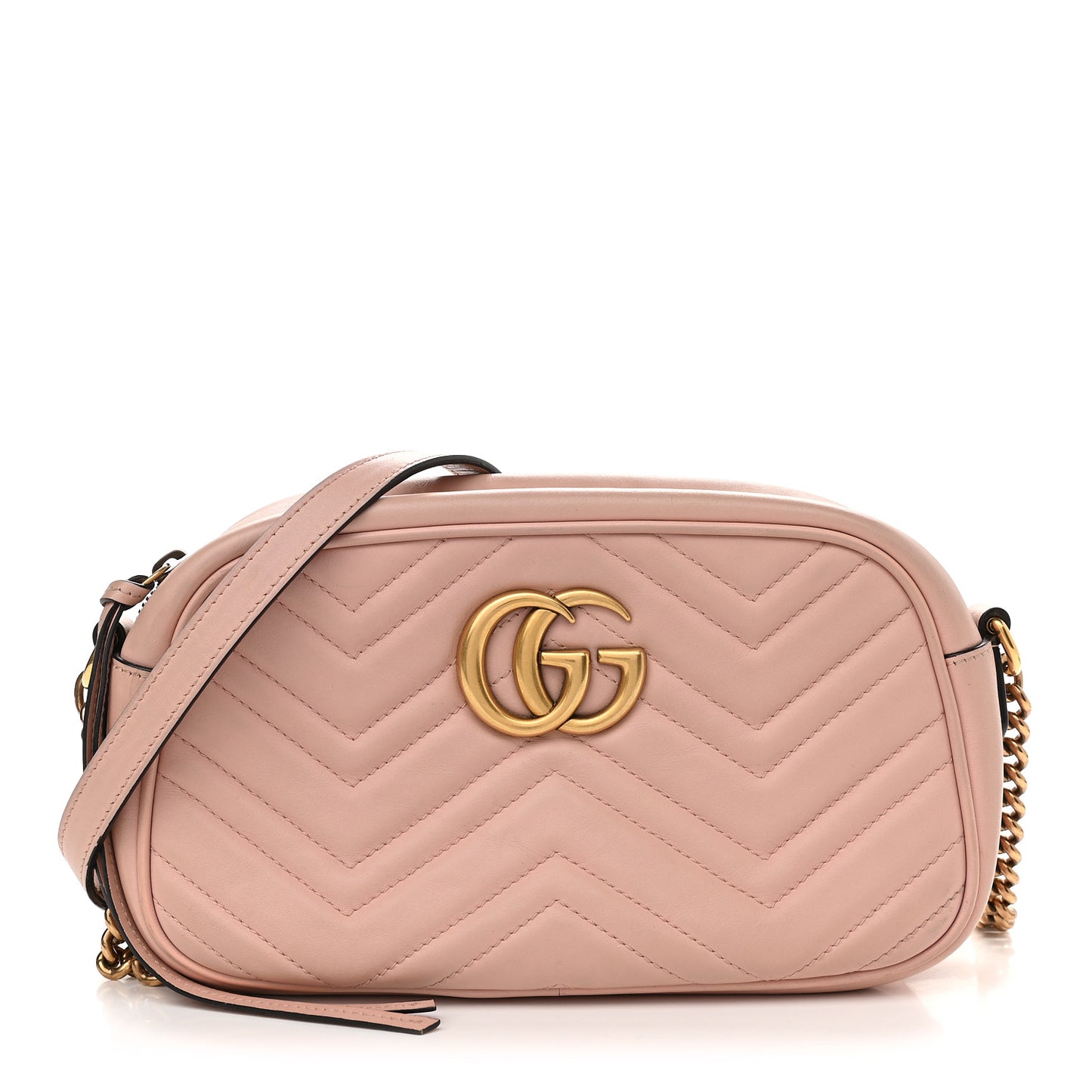 Calfskin Matelasse Small GG Marmont Chain Shoulder Bag Perfect Pink
