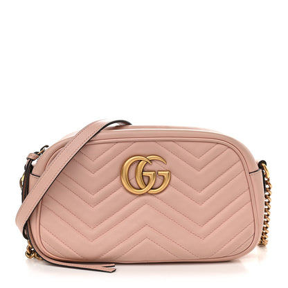 Gucci Calfskin Matelasse Small GG Marmont Chain Shoulder Bag Perfect Pink 1 of 9