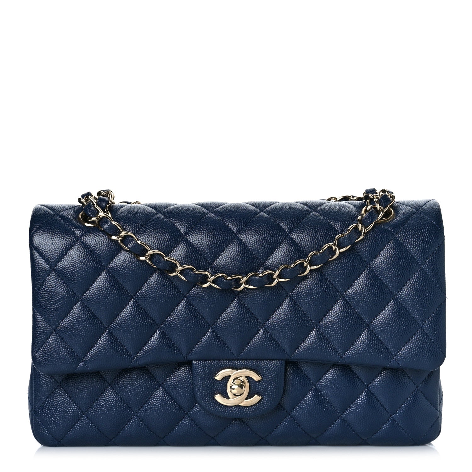 Chanel Caviar Quilted Medium Double Flap Dark Blue 1 of 13