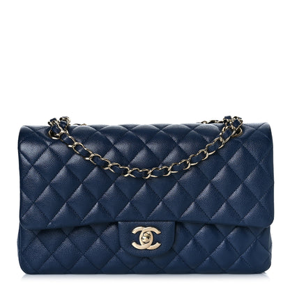 Chanel Caviar Quilted Medium Double Flap Dark Blue 1 of 13
