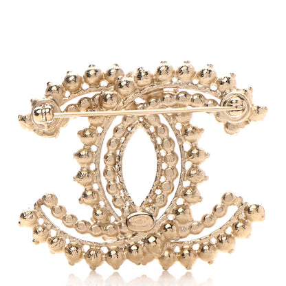 Chanel Pearl Crystal CC Brooch Gold 3 of 6