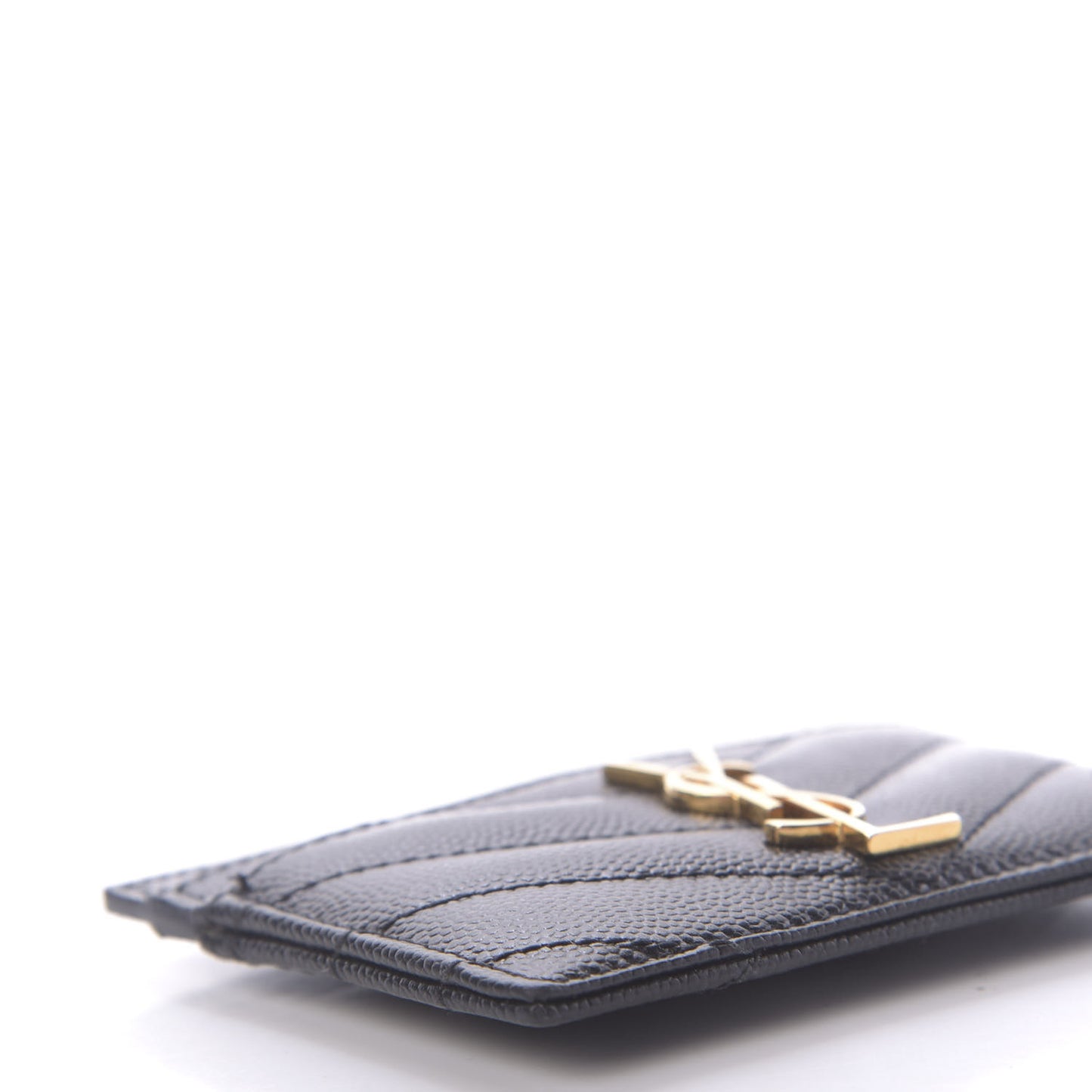 Grain De Poudre Matelasse Chevron Monogram Credit Card Case Black