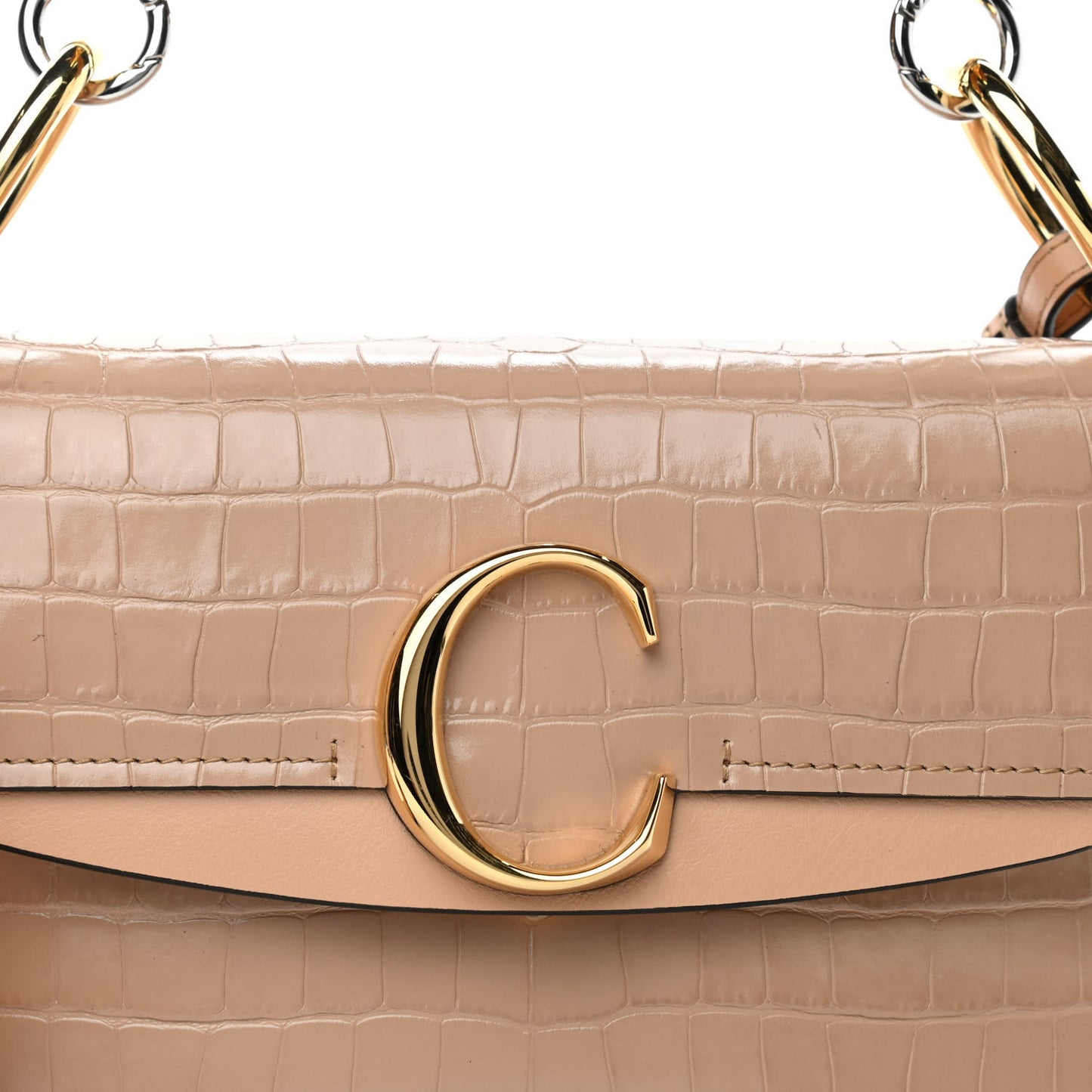 Calfskin Crocodile Embossed Small C Double Carry Nut