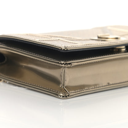 Christian Dior Metallic Patent Micro-Cannage Diorama Wallet on Chain Pouch Gold 9 of 14