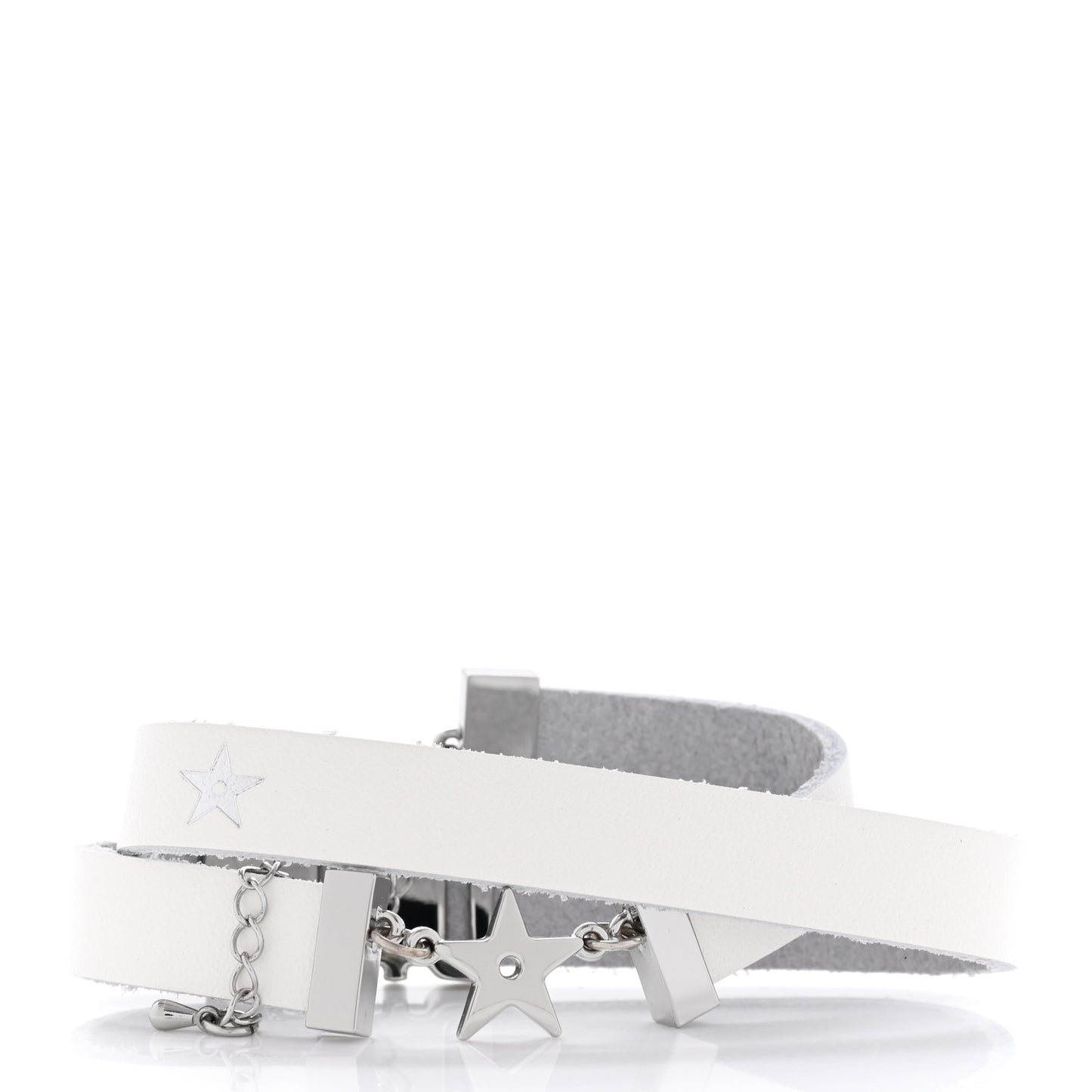Calfskin Star Dior Double Bracelet White