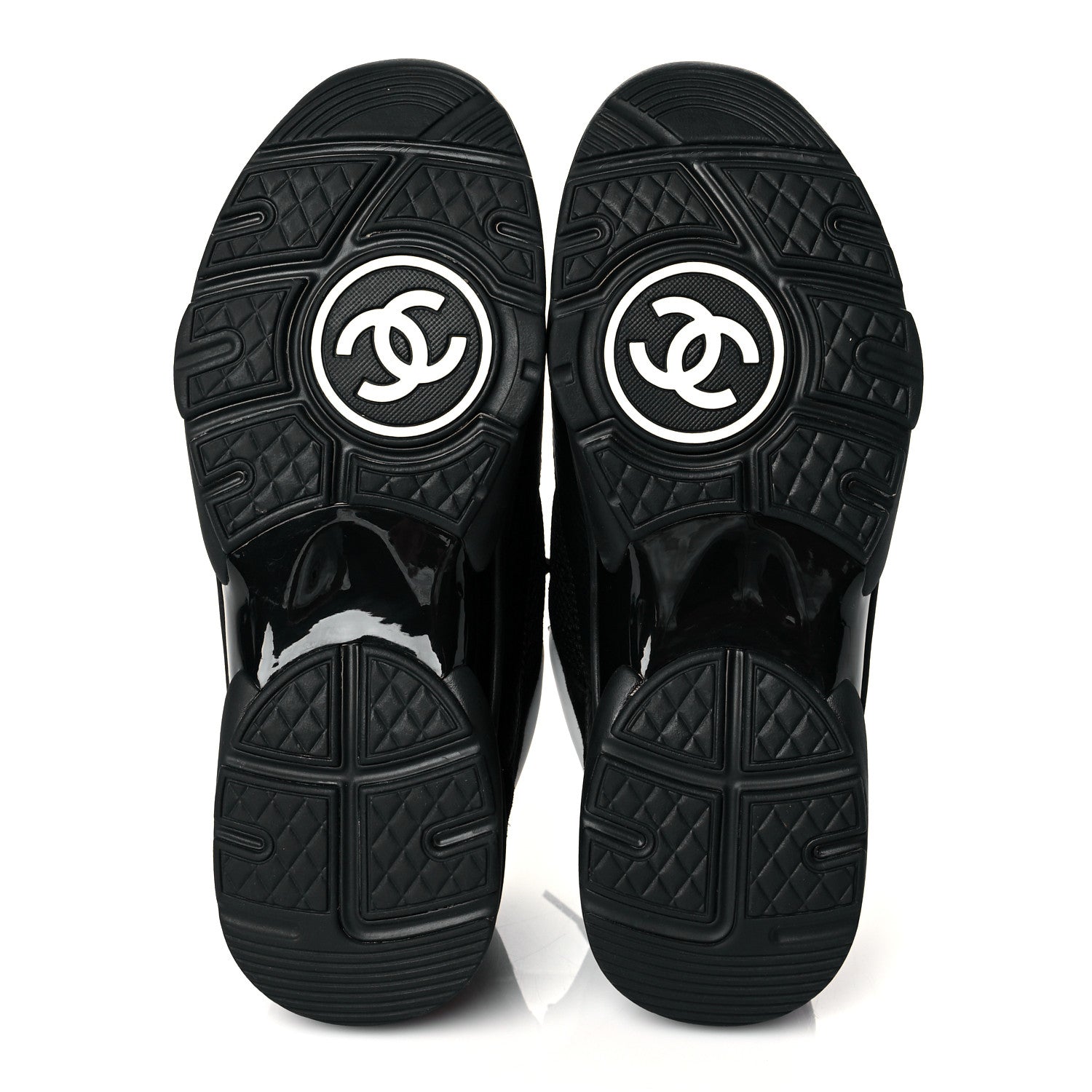 Chanel Mesh Suede Grained Calfskin Womens CC Sneakers 40 Black White 5 of 8