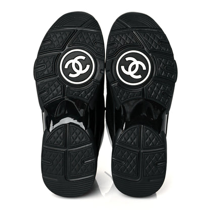 Chanel Mesh Suede Grained Calfskin Womens CC Sneakers 40 Black White 5 of 8