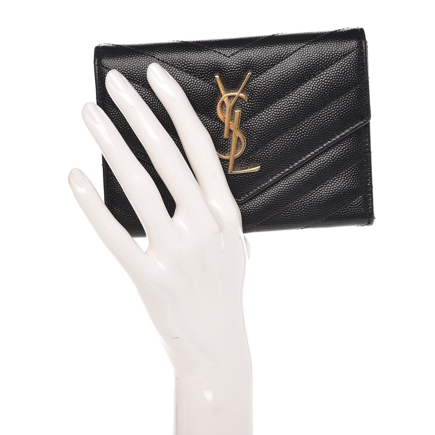 Grain De Poudre Matelasse Chevron Small Monogram Passport Case Black