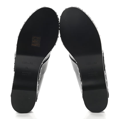 Hermes Calfskin Calya Mules 38 Black 5 of 7