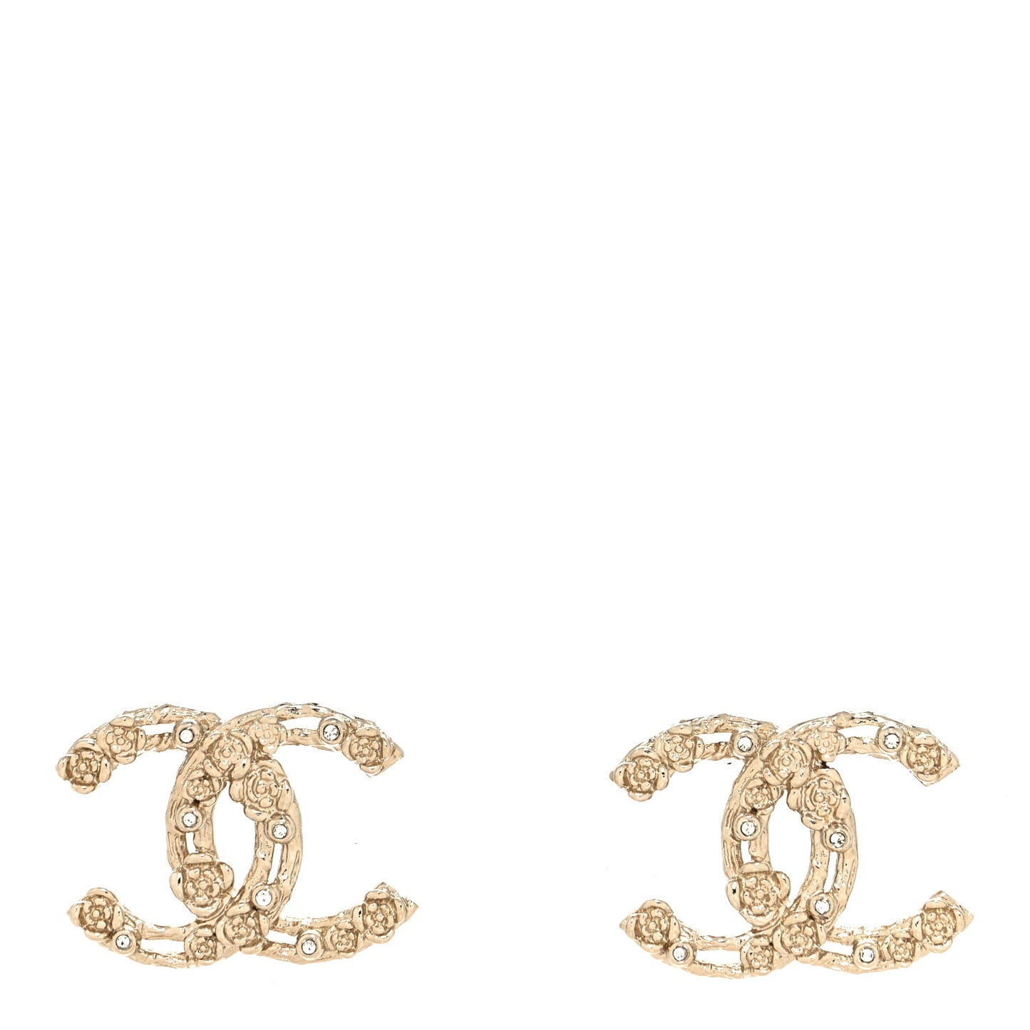 Crystal CC Camellia Earrings Gold