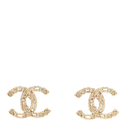 Chanel Crystal CC Camellia Earrings Gold 1 of 4
