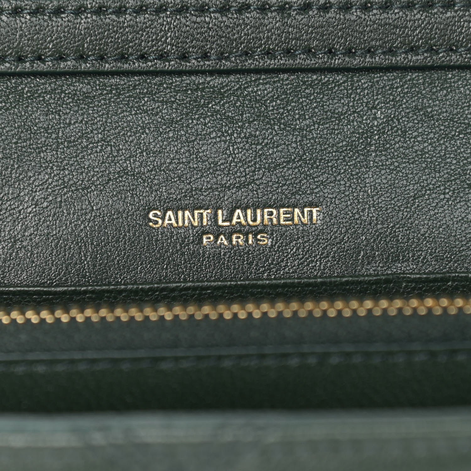 Saint Laurent Lambskin Diamond Quilted Becky Chain Wallet Green 8 of 11