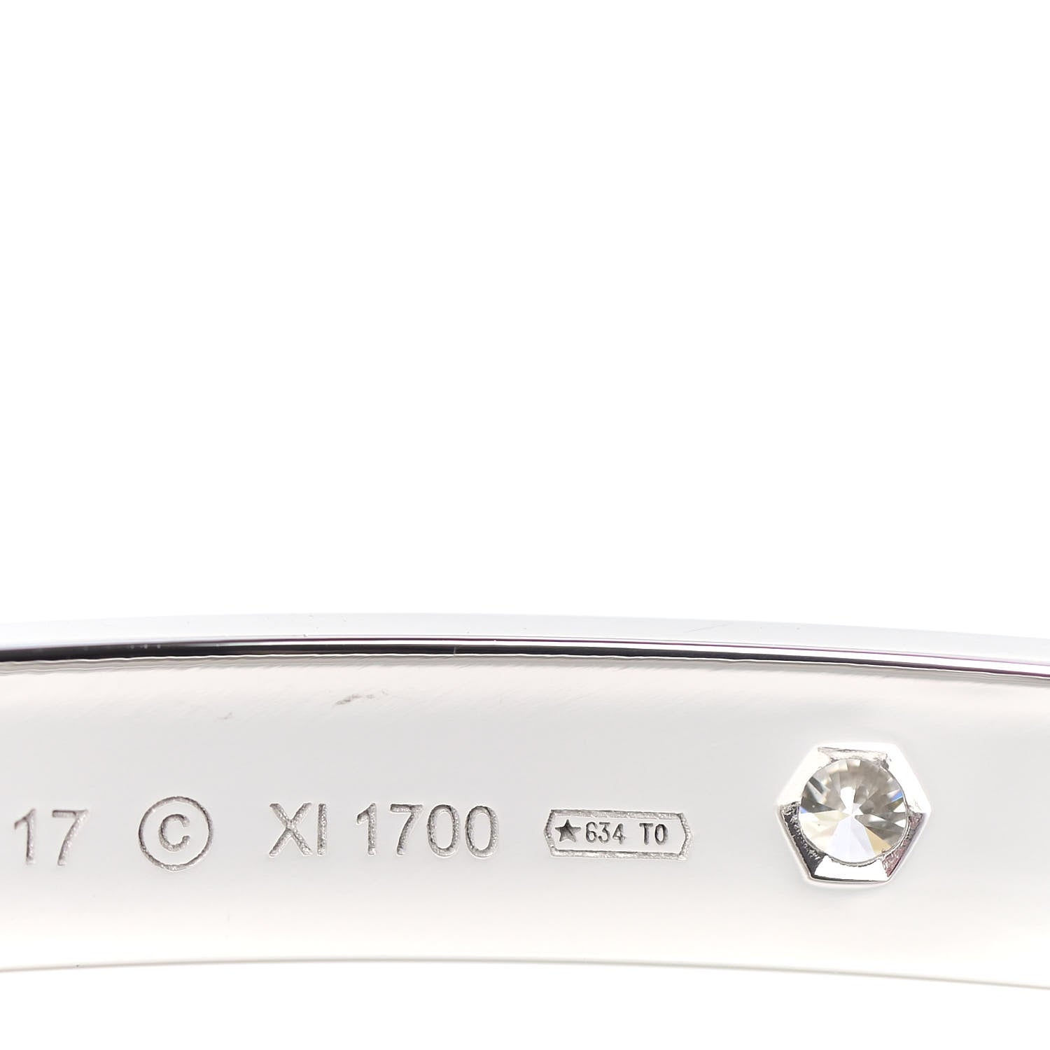 Cartier 18K White Gold 4 Diamond LOVE Bracelet 17 5 of 9