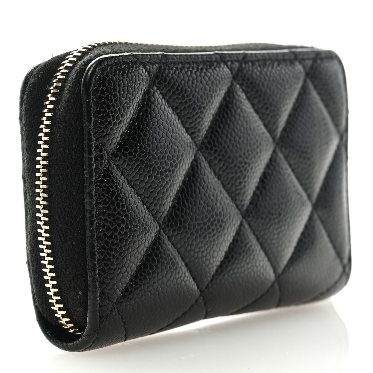 Caviar Quilted Multi Chain CC Zip Coin Purse Black