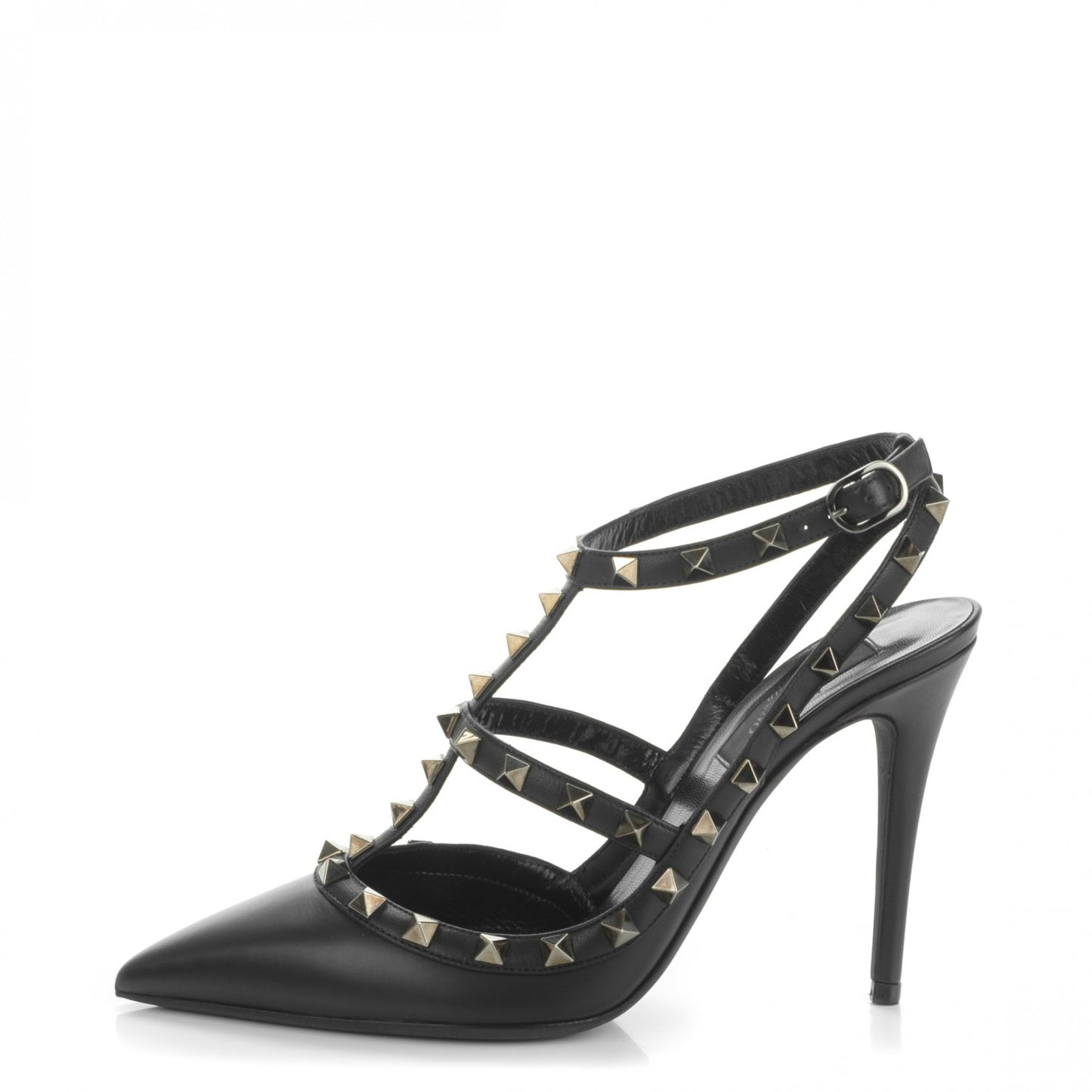 Nappa Rockstud Ankle Strap Pumps 38 Black