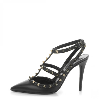 Valentino Garavani Nappa Rockstud Ankle Strap Pumps 38 Black 1 of 7