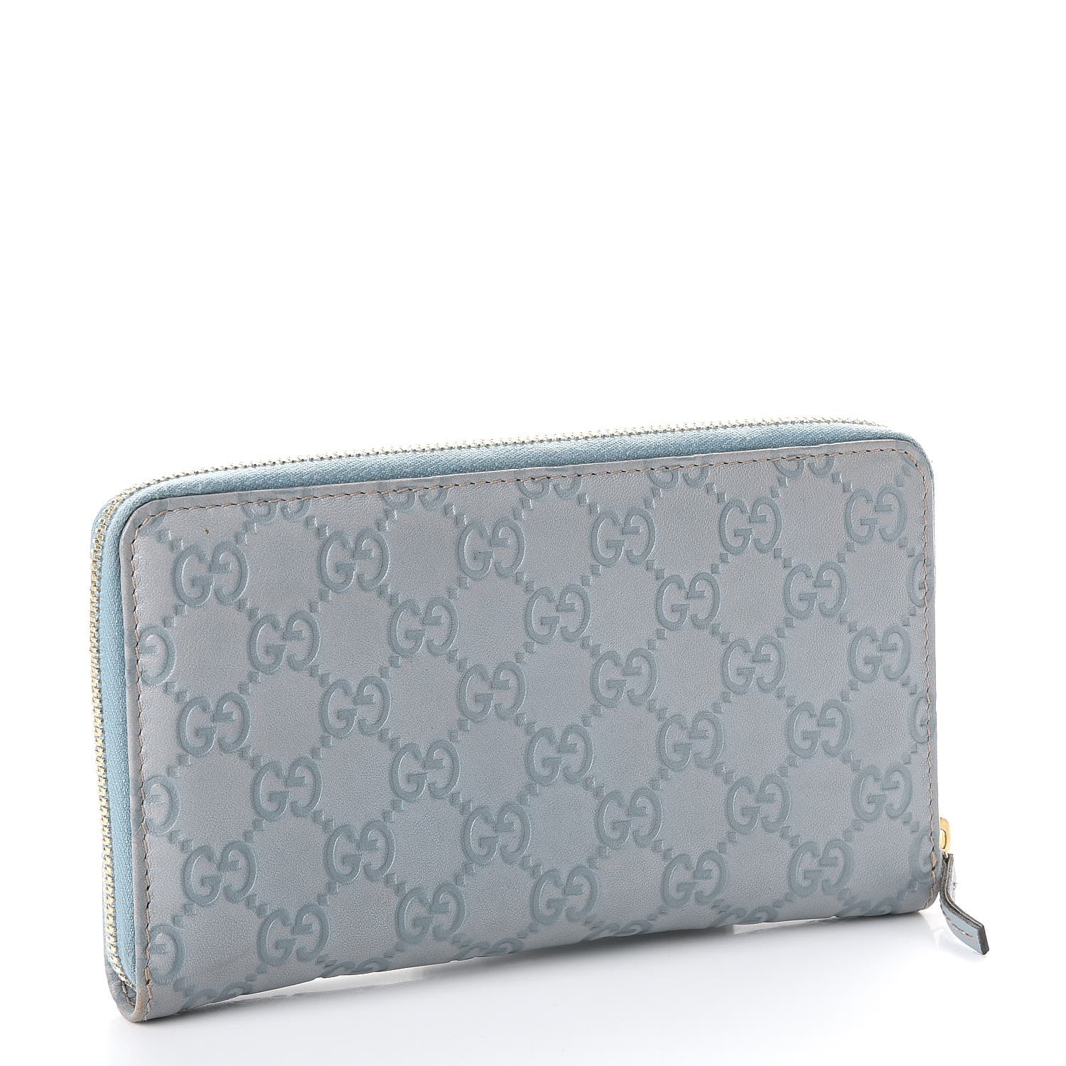Gucci Guccissima Joy Zip Around Organizer Wallet Light Blue 3 of 13