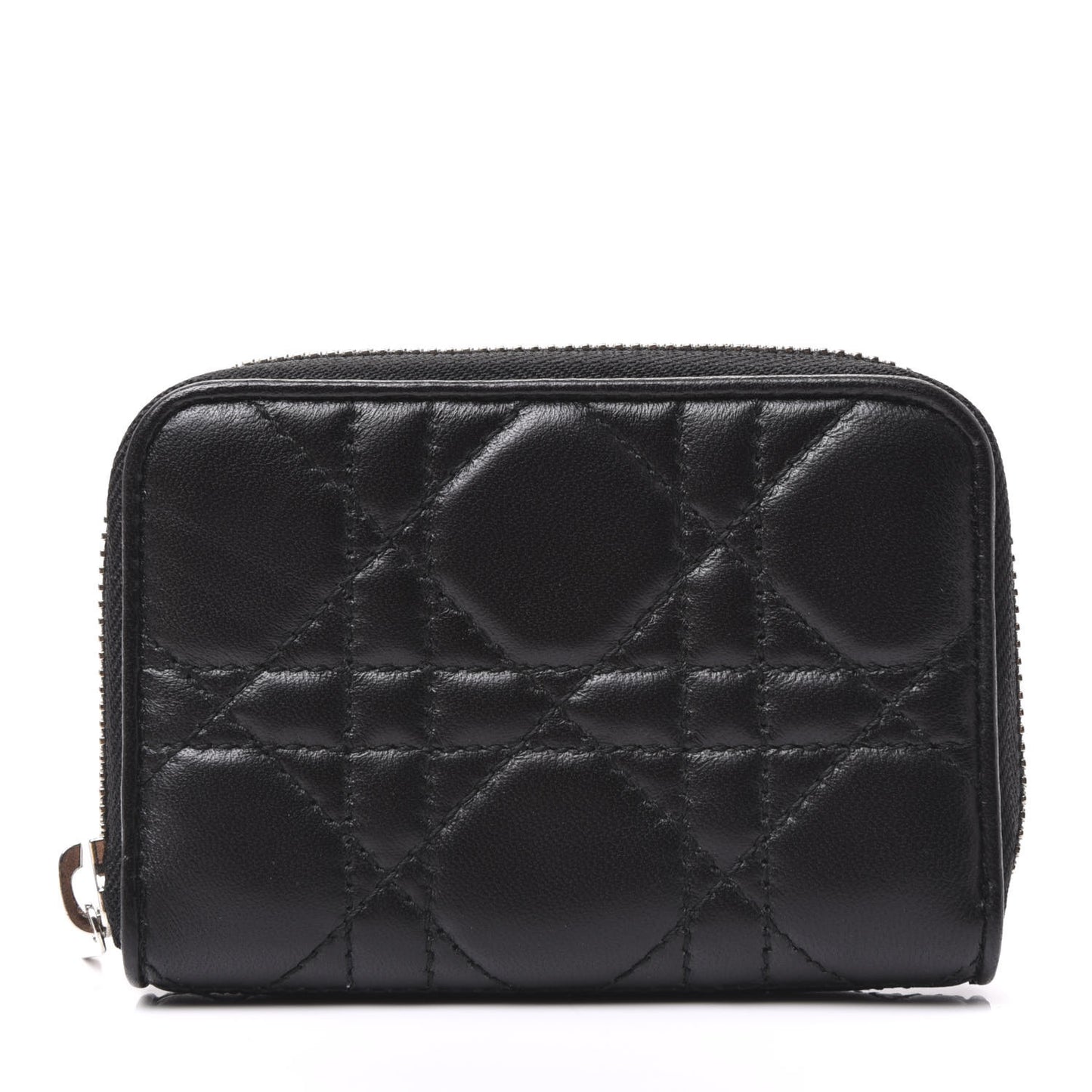 Lambskin Cannage Mini Lady Dior Zip Portemonnaie Black