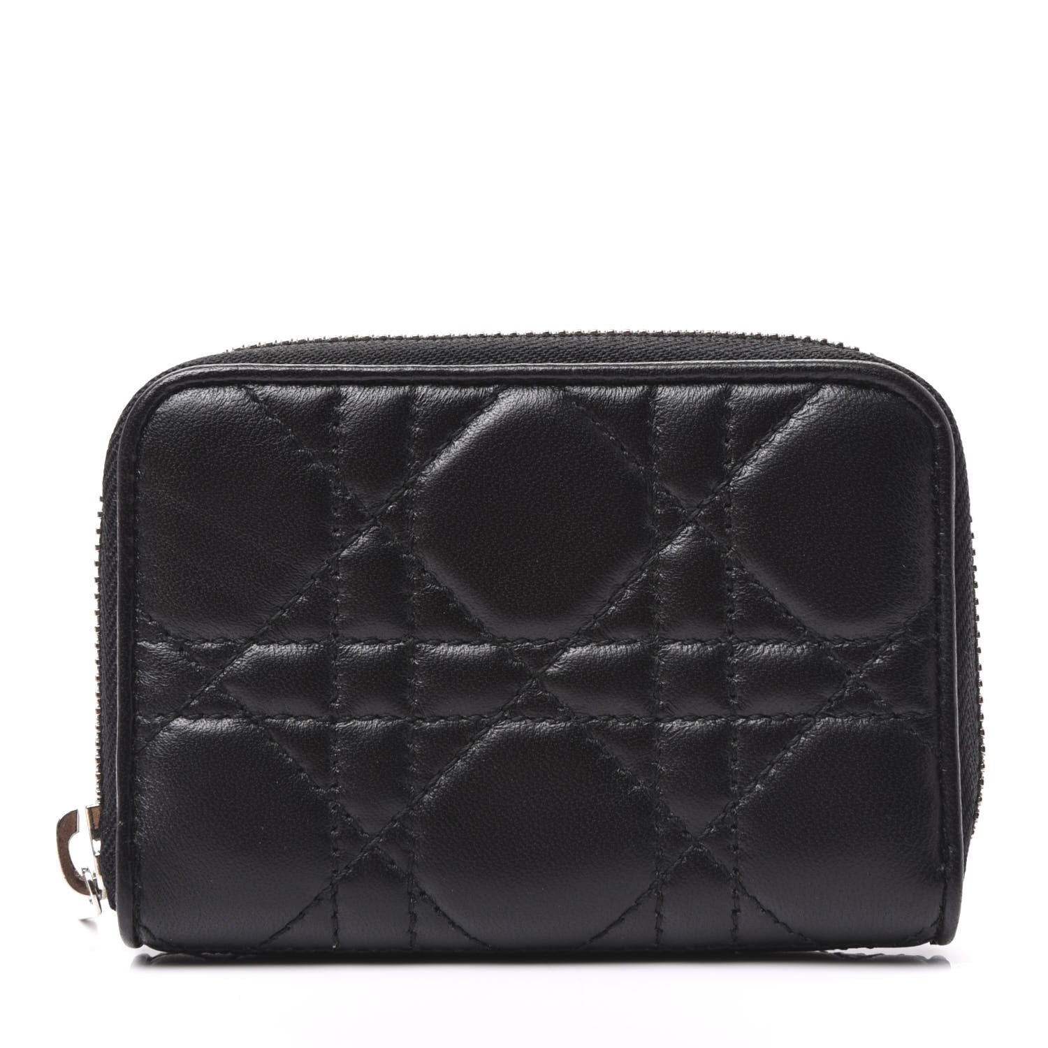 Christian Dior Lambskin Cannage Mini Lady Dior Zip Portemonnaie Black 1 of 8