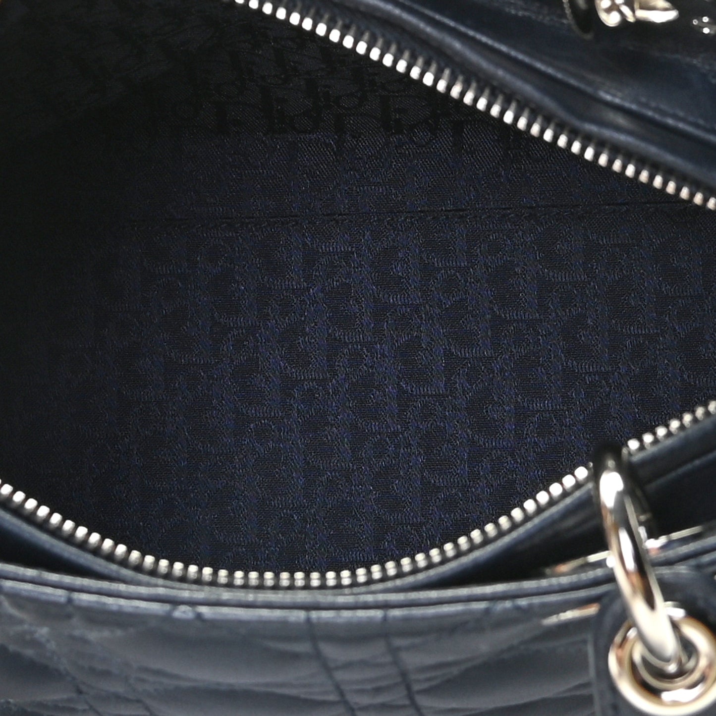 Lambskin Cannage Medium Lady Dior Navy Blue