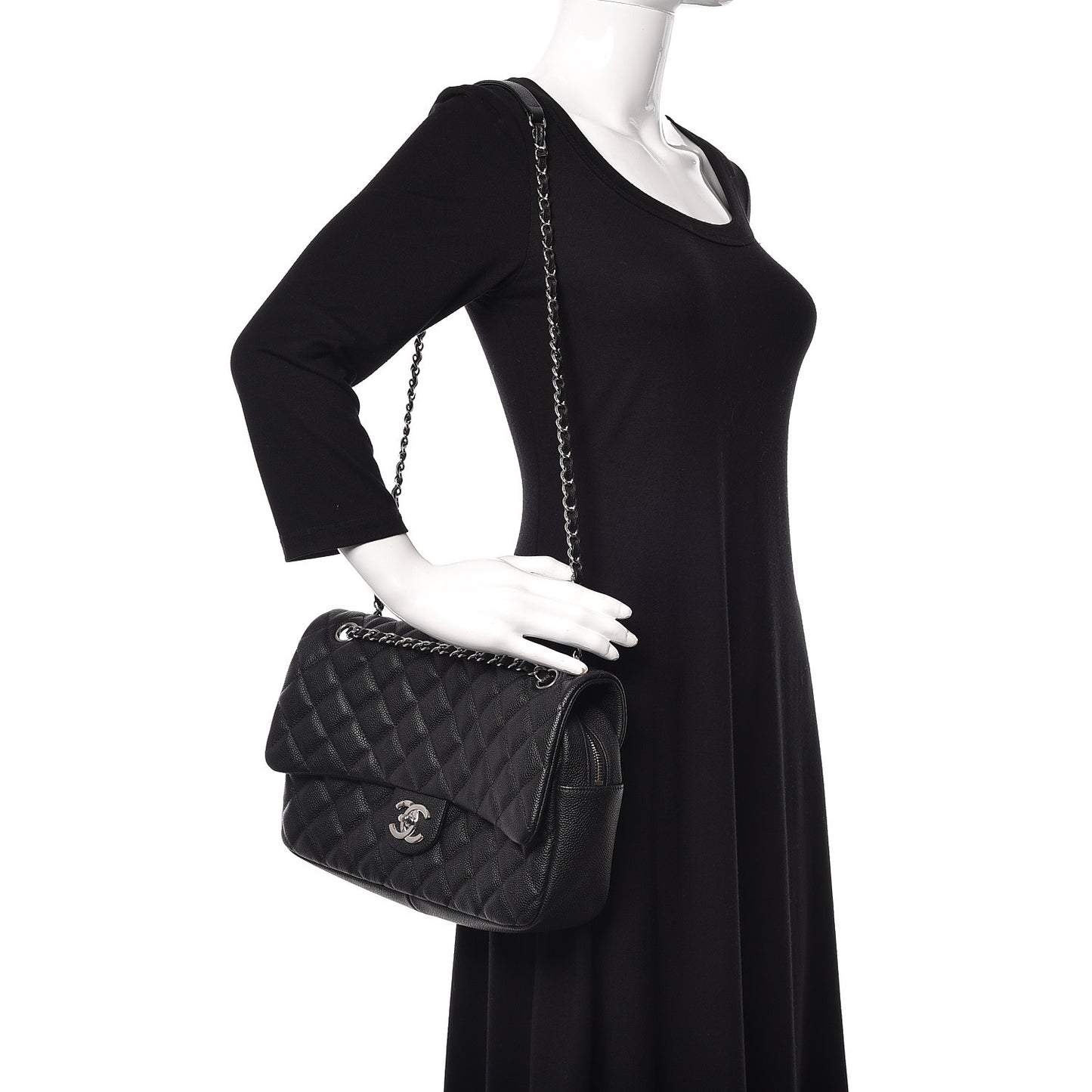 Caviar Quilted Jumbo Easy Flap Black