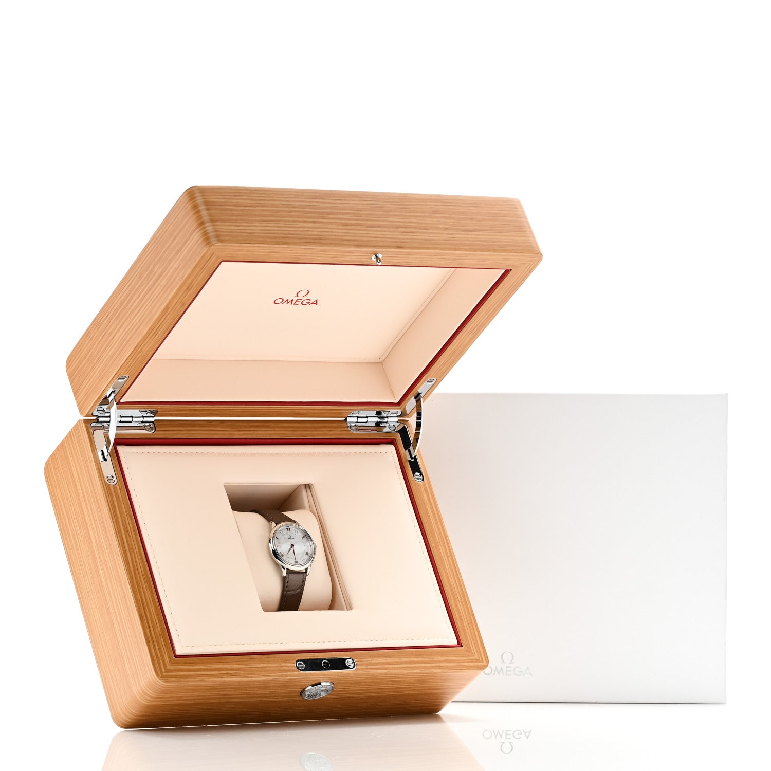 Omega Stainless Steel Alligator Diamond Mother of Pearl 30mm De Ville Prestige Quartz Watch 434.13.30.60.55.001 5 of 5