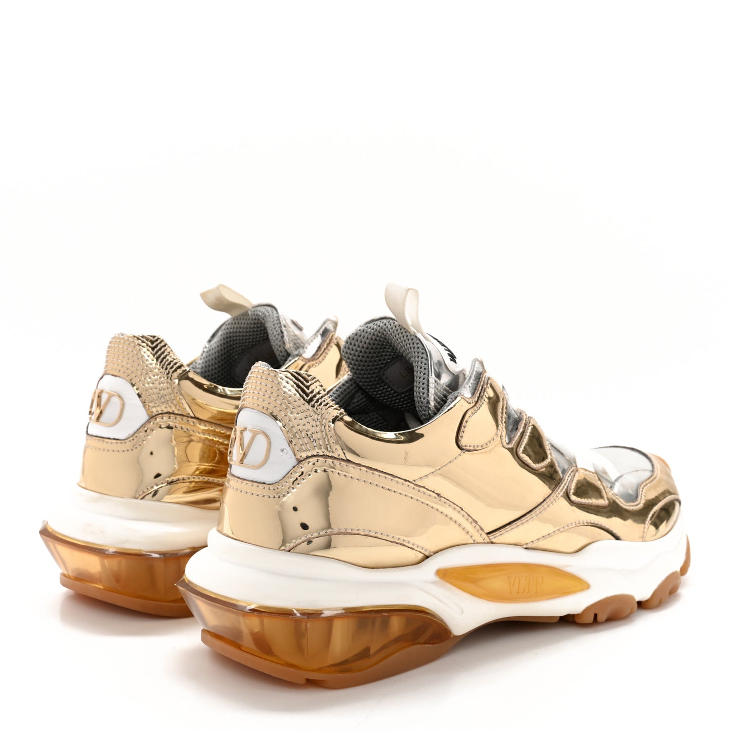 Metallic Nappa Patent Bounce Sneaker 36.5 Gold