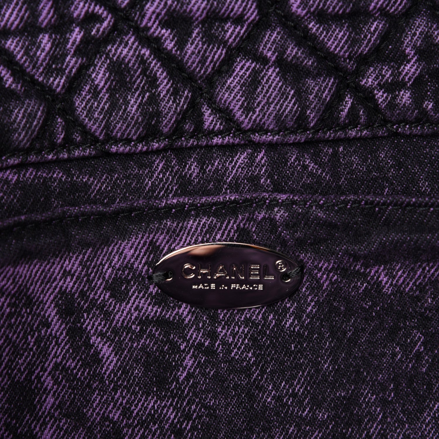 Chanel Denim Quilted Denimpression Flap Purple Black 8 of 10