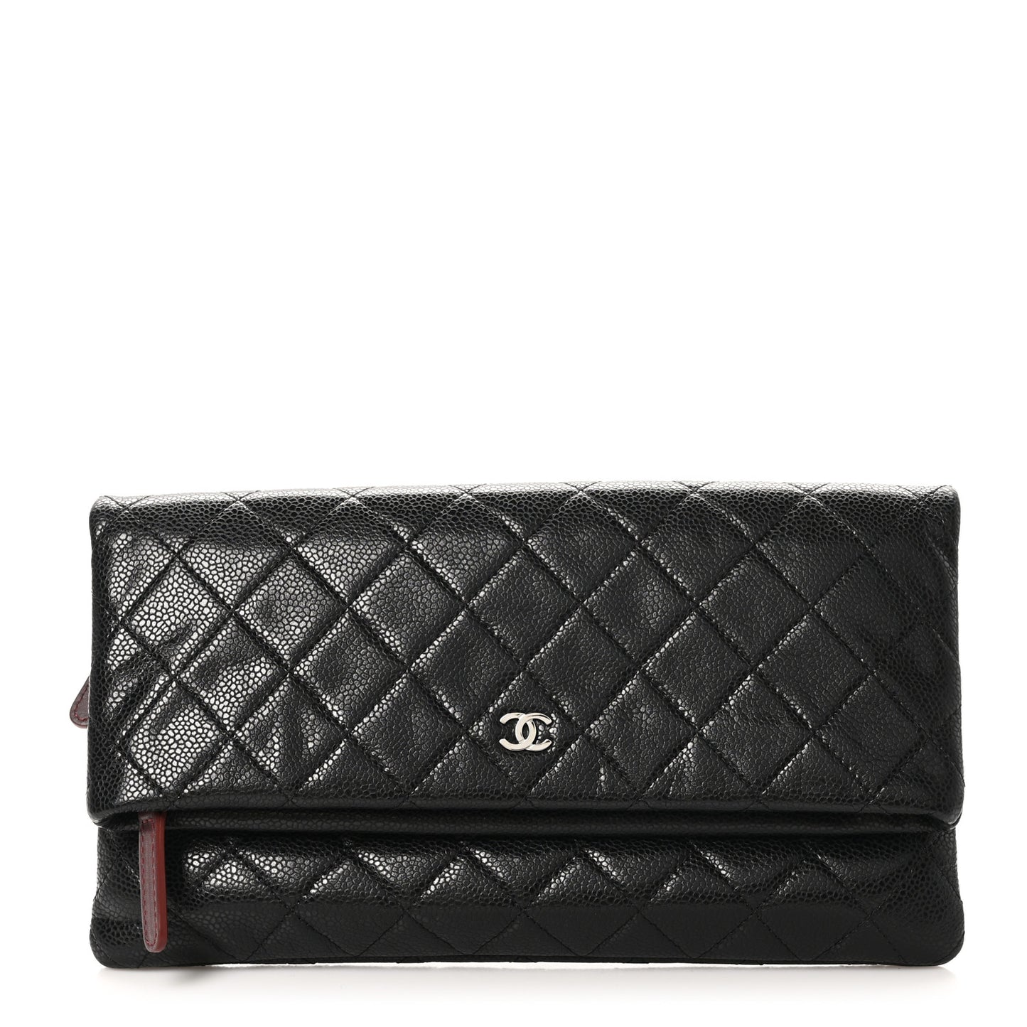 Caviar Quilted CC Beauty Clutch Black