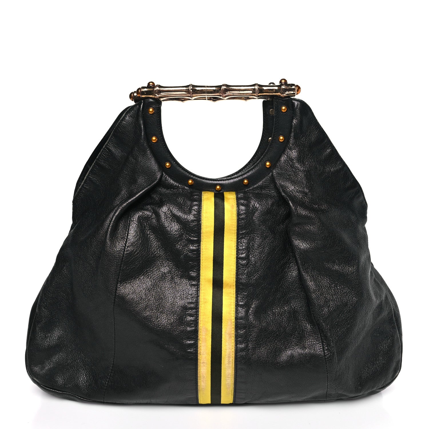 Gucci Calfskin Web Metal Bamboo Tote Black 1 of 10