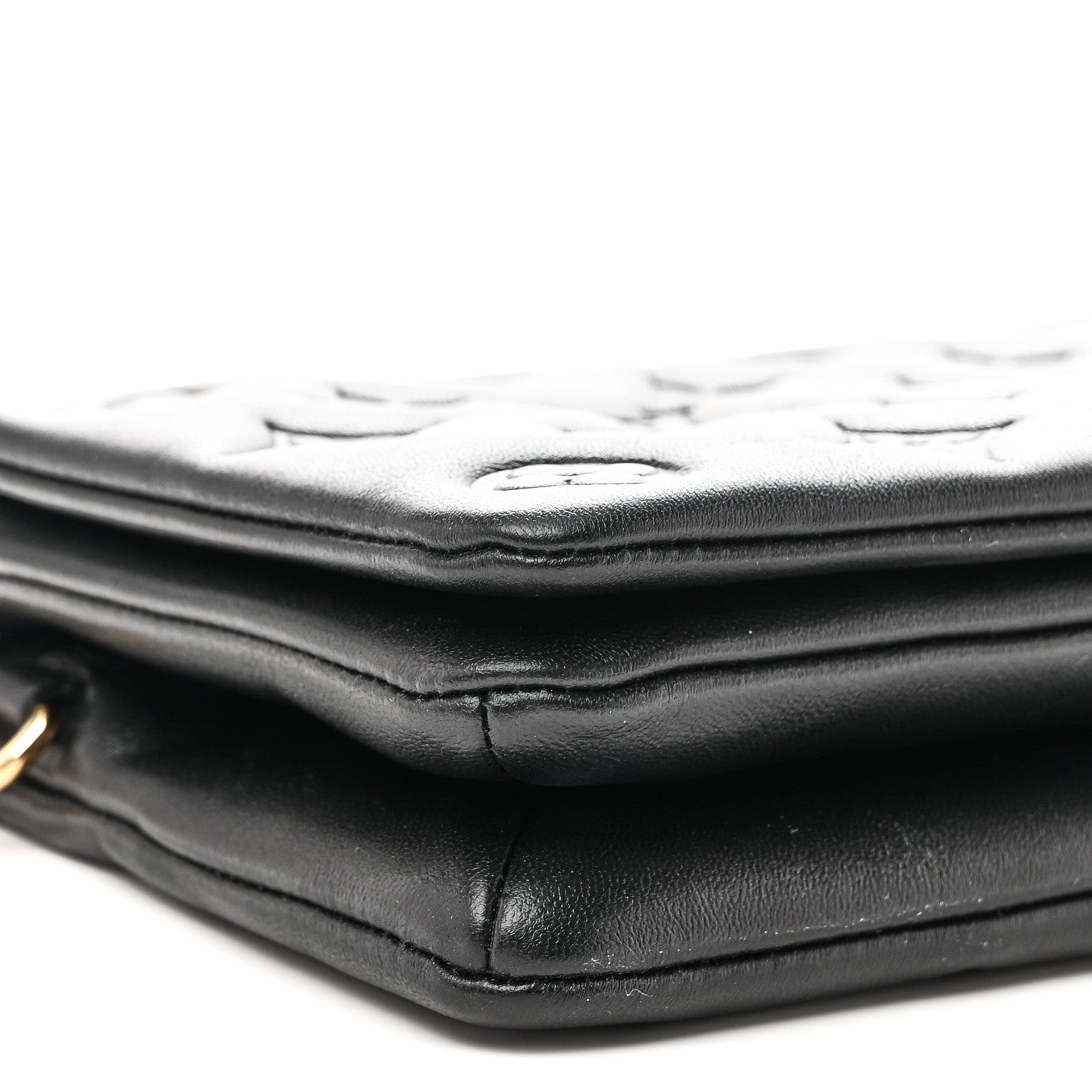 Louis Vuitton Lambskin Embossed Monogram Pochette Coussin Black 8 of 9