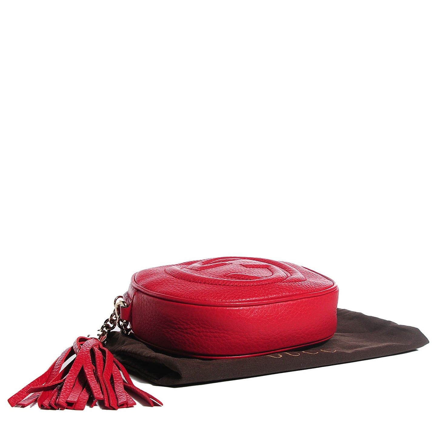 Pebbled Calfskin Mini Soho Chain Bag Tabasco Red