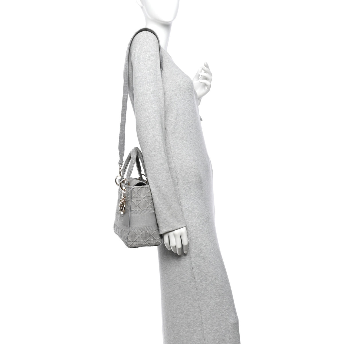 Canvas Embroidered Cannage Medium Lady D-Lite Gray