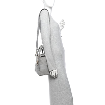 Christian Dior Canvas Embroidered Cannage Medium Lady D-Lite Gray 2 of 10