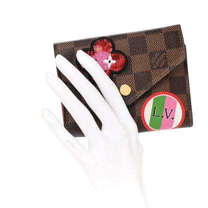 Louis Vuitton Damier Ebene Stories Victorine Wallet Red 2 of 9