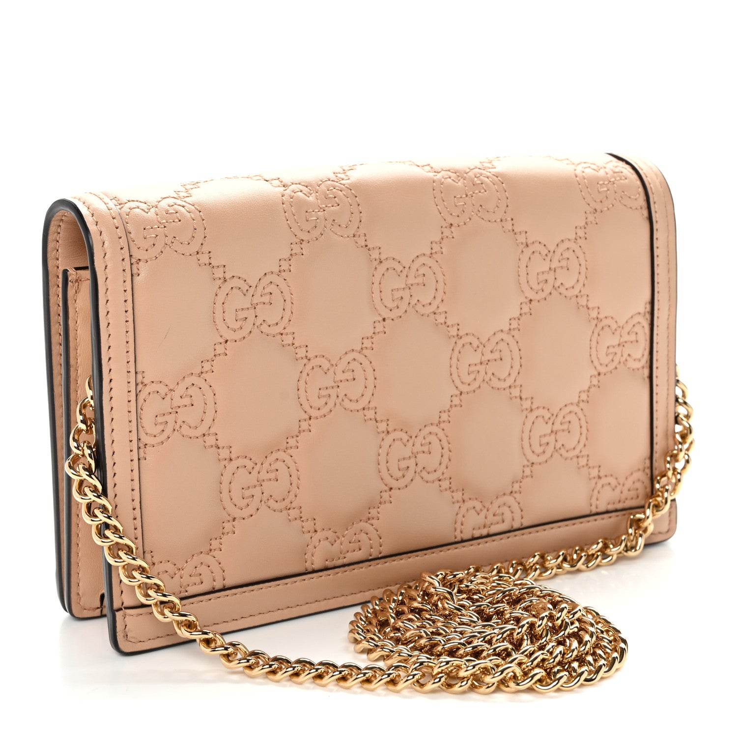 Gucci Calfskin GG Matelasse Chain Wallet Perfect Pink 3 of 9