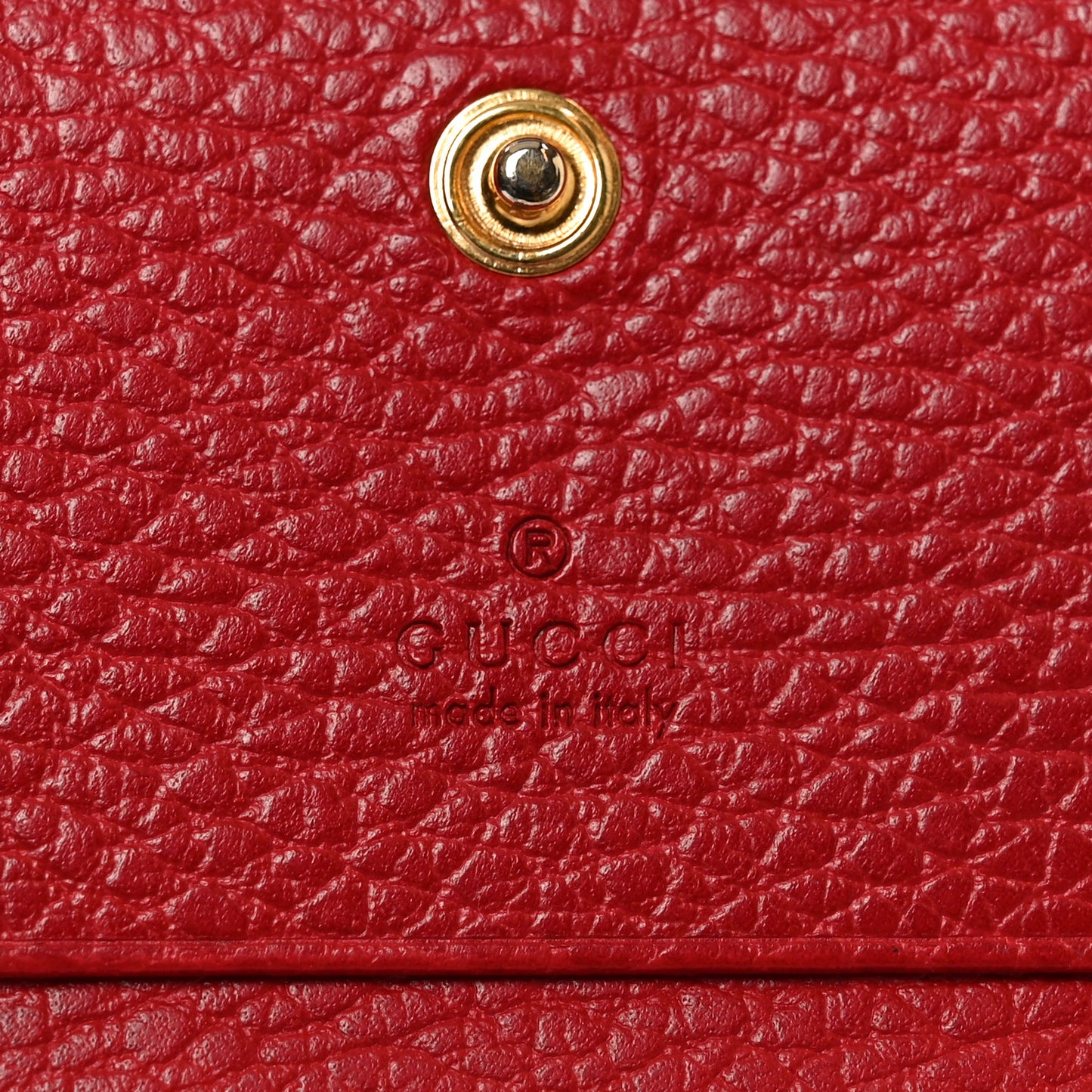 Pebbled Calfskin GG Marmont Card Case Hibiscus Red